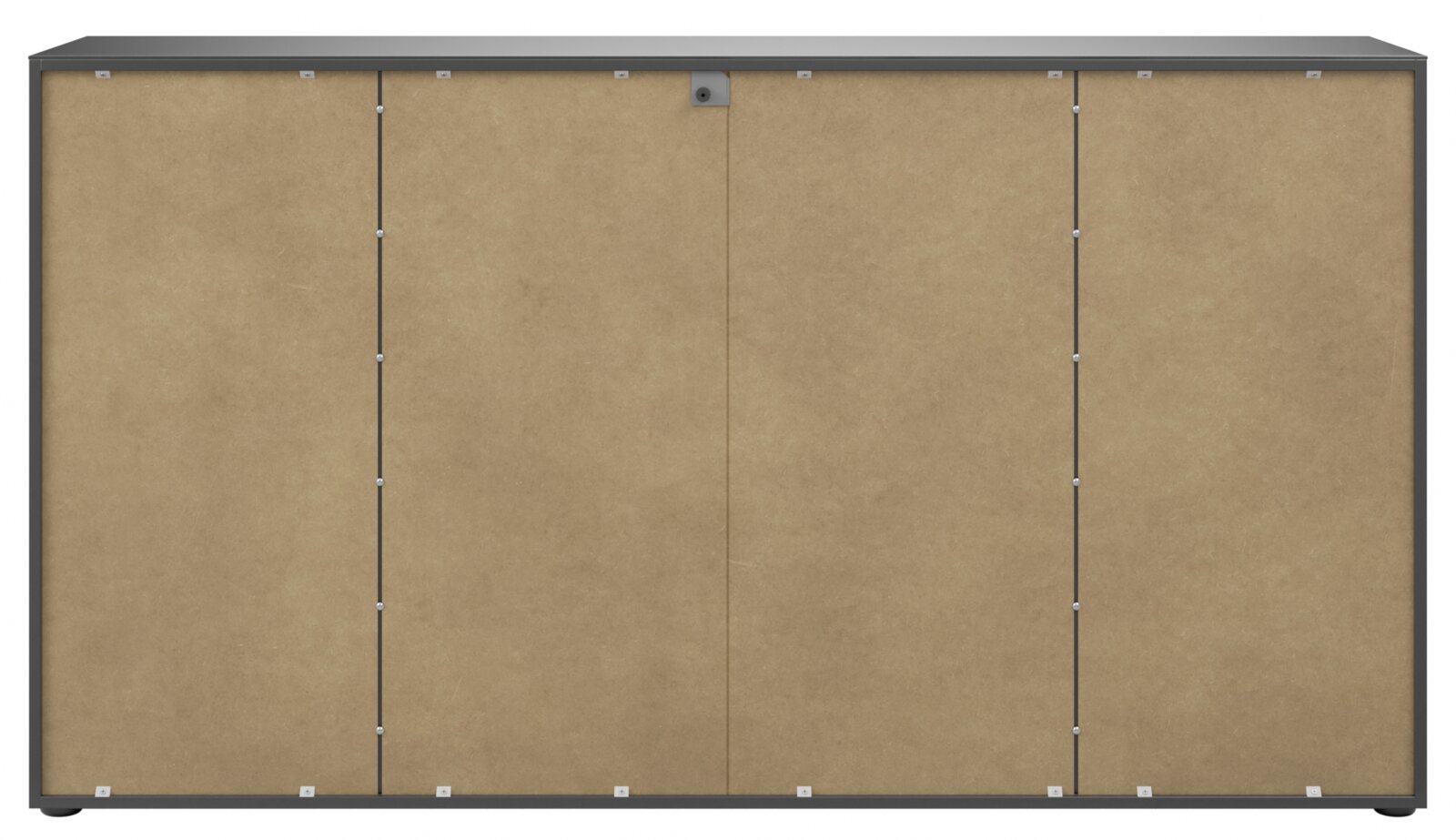 Vorderansicht eines XL-Sideboards mit schlichten, glatten Türen in Holzoptik und einem modernen, minimalistischen Design.