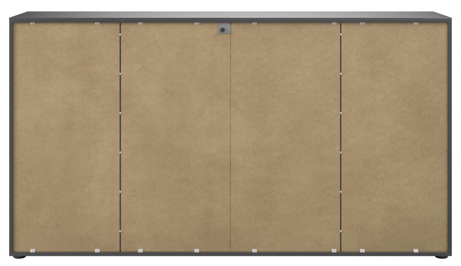 Vorderansicht eines XL-Sideboards mit schlichten, glatten Türen in Holzoptik und einem modernen, minimalistischen Design.