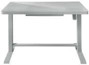 Moderner E-Schreibtisch aus Metall in Frontalansicht mit schlichtem Design und stabiler Konstruktion.