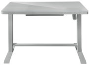 Moderner E-Schreibtisch aus Metall in Frontalansicht mit schlichtem Design und stabiler Konstruktion.
