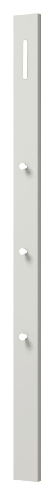 Schmale, vertikale Garderobenleiste mit mehreren Haken, seitliche Perspektive