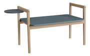 Zijaanzicht van een tafelblad met een klein, rond aanbouwdeel, geschikt voor de Tiny Table.