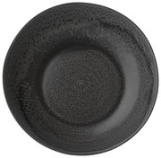 Schwarzer Teller mit gesprenkeltem Muster, Draufsicht