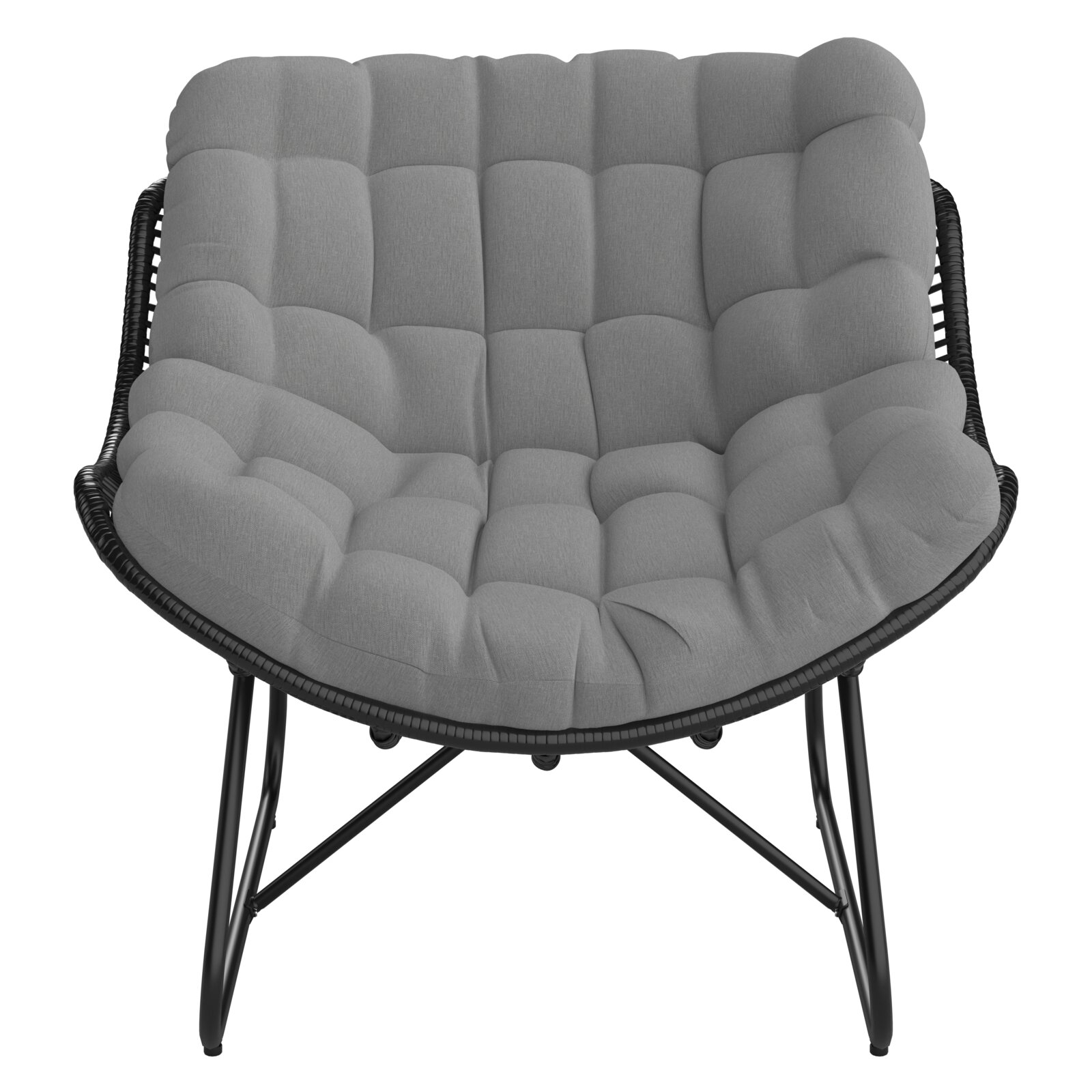 Grauer Relaxsessel mit gepolstertem Sitzkissen, Vorderansicht