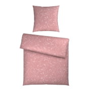 Roze beddengoedset met bloemenpatroon, bovenaanzicht