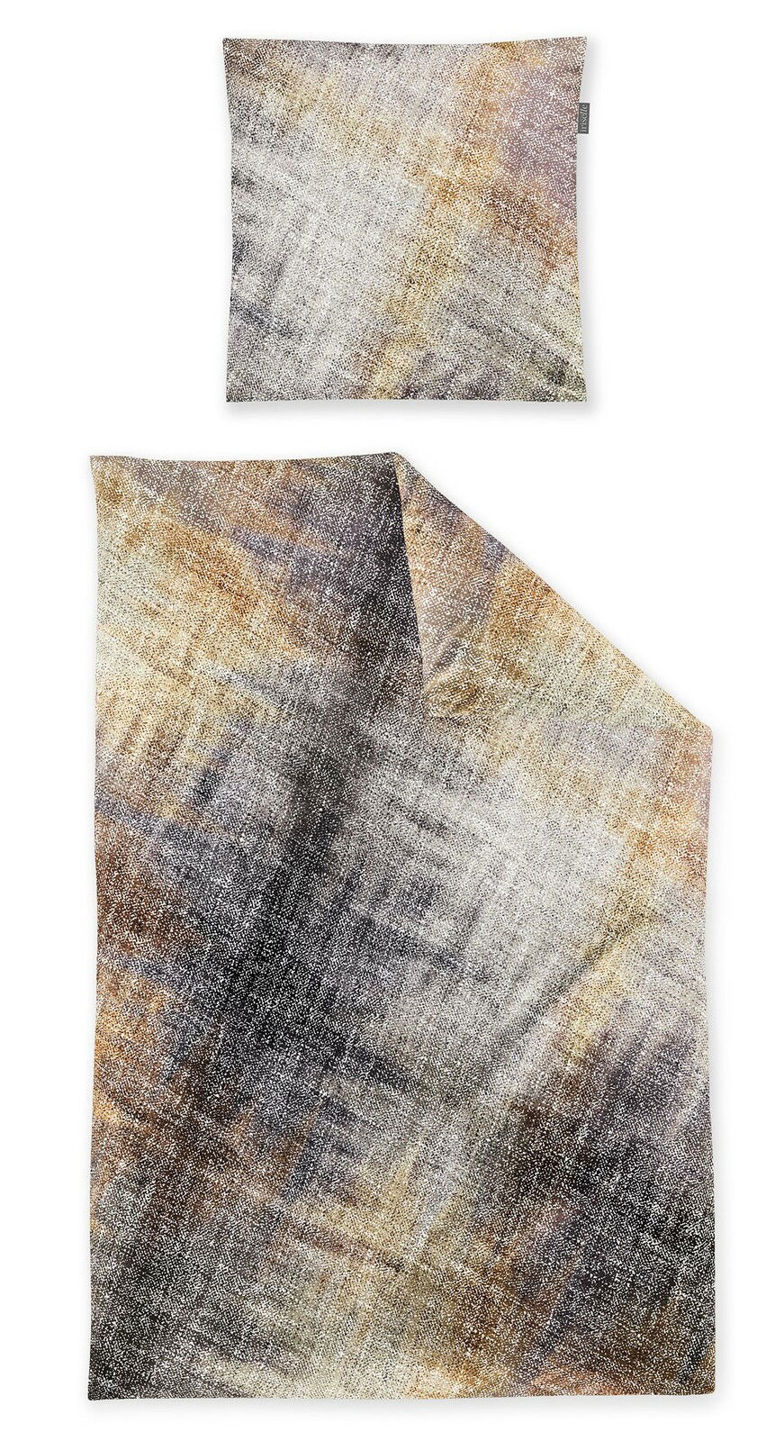Bettwäsche-Set in 155x220cm mit abstraktem Muster in Erdtönen, Draufsicht