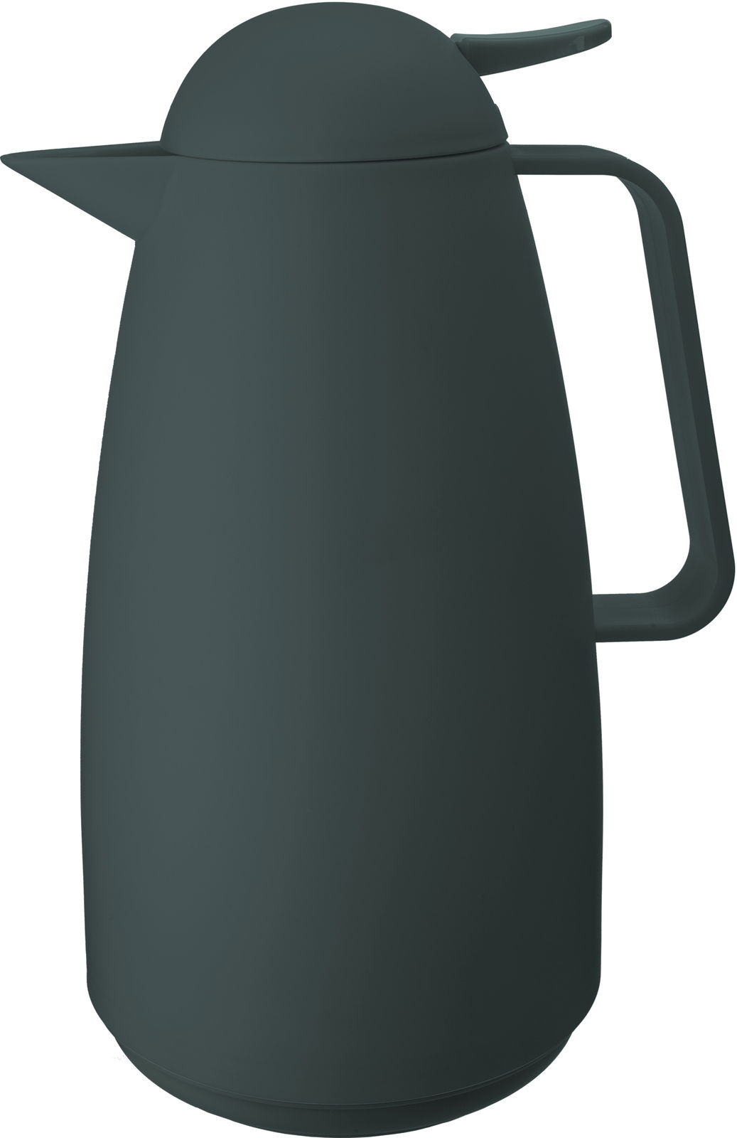 Schwarze Isolierkanne mit 1000ml Fassungsvermögen, seitliche Ansicht