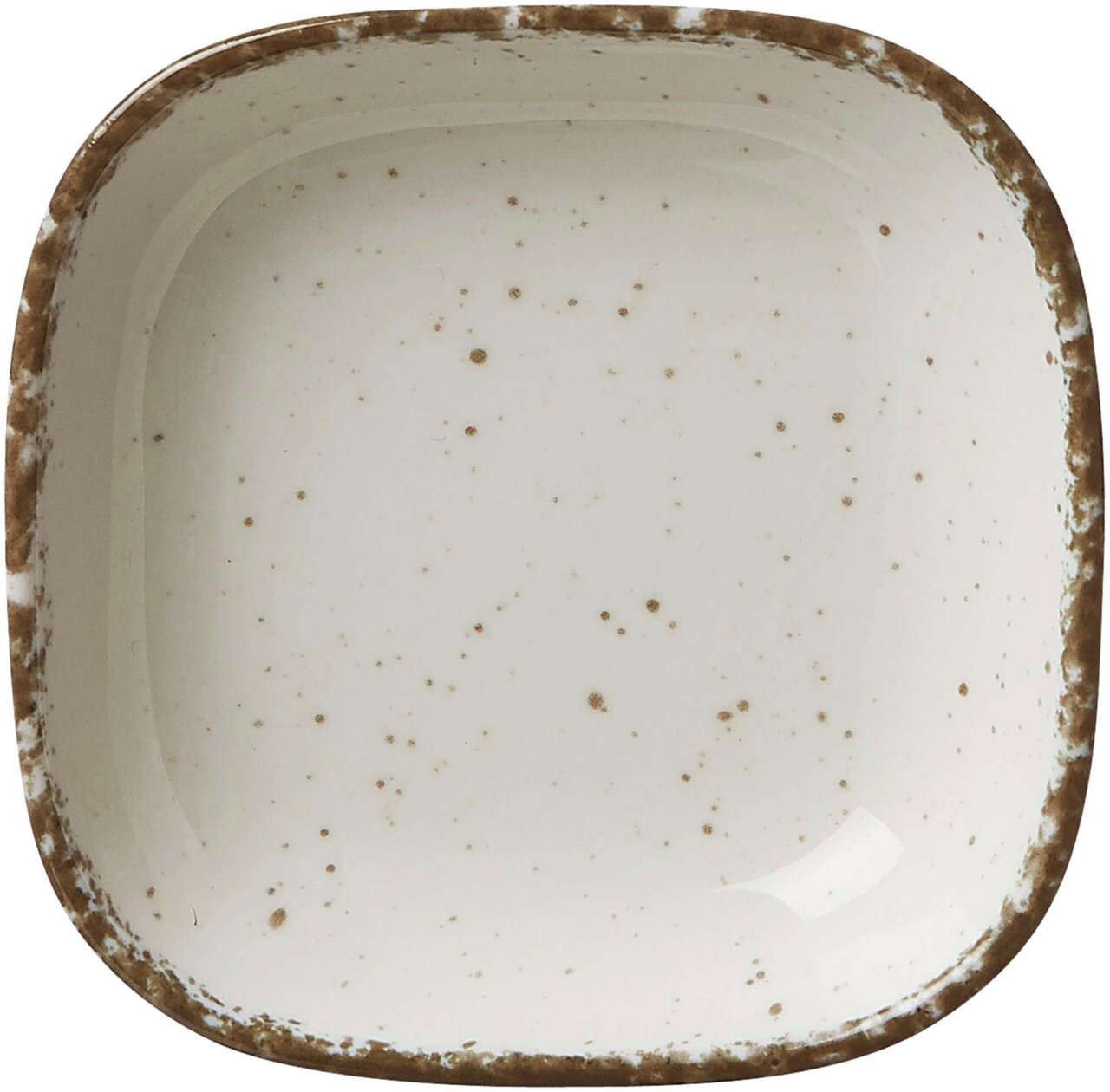 Beige Dipschale Casa 9cm aus der Vogelperspektive mit gesprenkeltem Design und braunem Rand