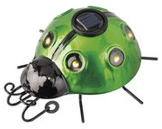 Grünes Solar-Insekt aus Eisen mit leuchtenden Augen, seitliche Perspektive