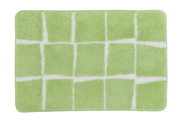 Grüner Badteppich mit weißem Karomuster, Draufsicht