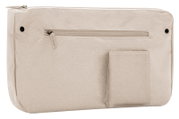 Beige tas met ritssluiting en extra vak, zijaanzicht