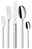 WMF Besteck 66-tlg. LYRIC PLUS Besteck-Set Lyric 66-tlg. aus Edelstahl, bestehend aus Gabel, Messer, Esslöffel, Dessertgabel und Teelöffel, frontal abgebildet.