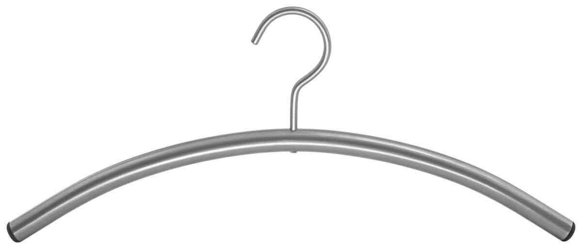 Metall-Kleiderbügel in Frontalansicht mit gebogenem Design und Haken