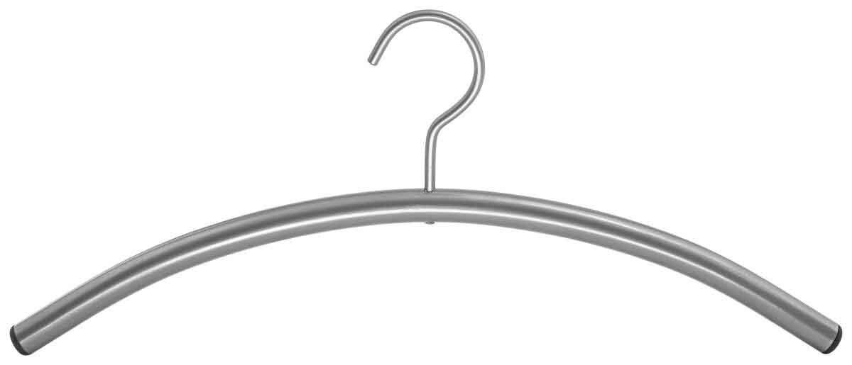 Metall-Kleiderbügel in Frontalansicht mit gebogenem Design und Haken