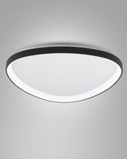 Moderne LED-Deckenleuchte in schwarzem Rahmen, seitliche Perspektive