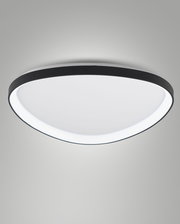 Moderne LED-Deckenleuchte in schwarzem Rahmen, seitliche Perspektive