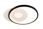 Moderne LED-Deckenleuchte in schwarzem Ringdesign, seitliche Perspektive