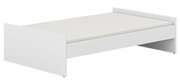 Weißes Bodenbett aus seitlicher Perspektive mit schlichtem Design.