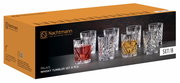 Nachtmann Palais Whisky Becherset, 8-teilig, aus hochwertigem Kristallglas, in einer attraktiven Verpackung, seitliche Perspektive.