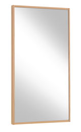 Rechteckiger Spiegel mit Holzrahmen, seitliche Perspektive