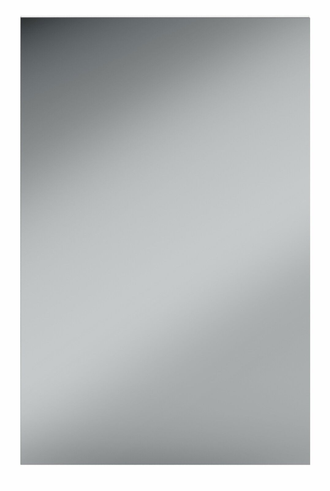 Rechteckiger Spiegel in Frontalansicht mit glatter, reflektierender Oberfläche.