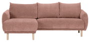 Rosa Ecksofa mit linker Ottomane, Vorderansicht