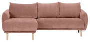 Rosa Ecksofa mit linker Ottomane, Vorderansicht