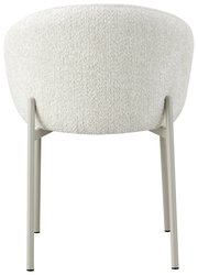 Rückansicht eines weißen Armlehnstuhls mit Metallbeinen, Modell MARVIN