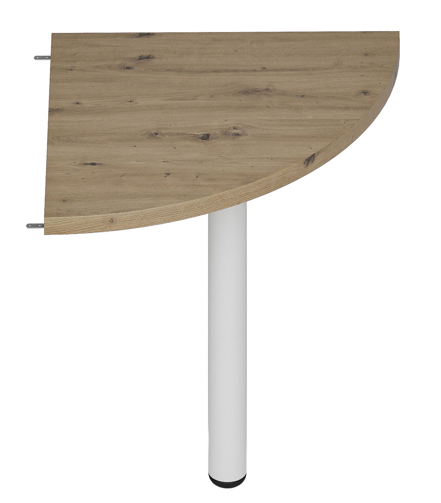 XORA Eckverbindungsplatte IDEA-OFFICE Eckverbindungsplatte aus Holz mit runder Kante und weißem Stützbein, Ansicht von oben