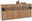 Holz-Sideboard mit drei Türen und schwarzen Akzenten, seitliche Perspektive