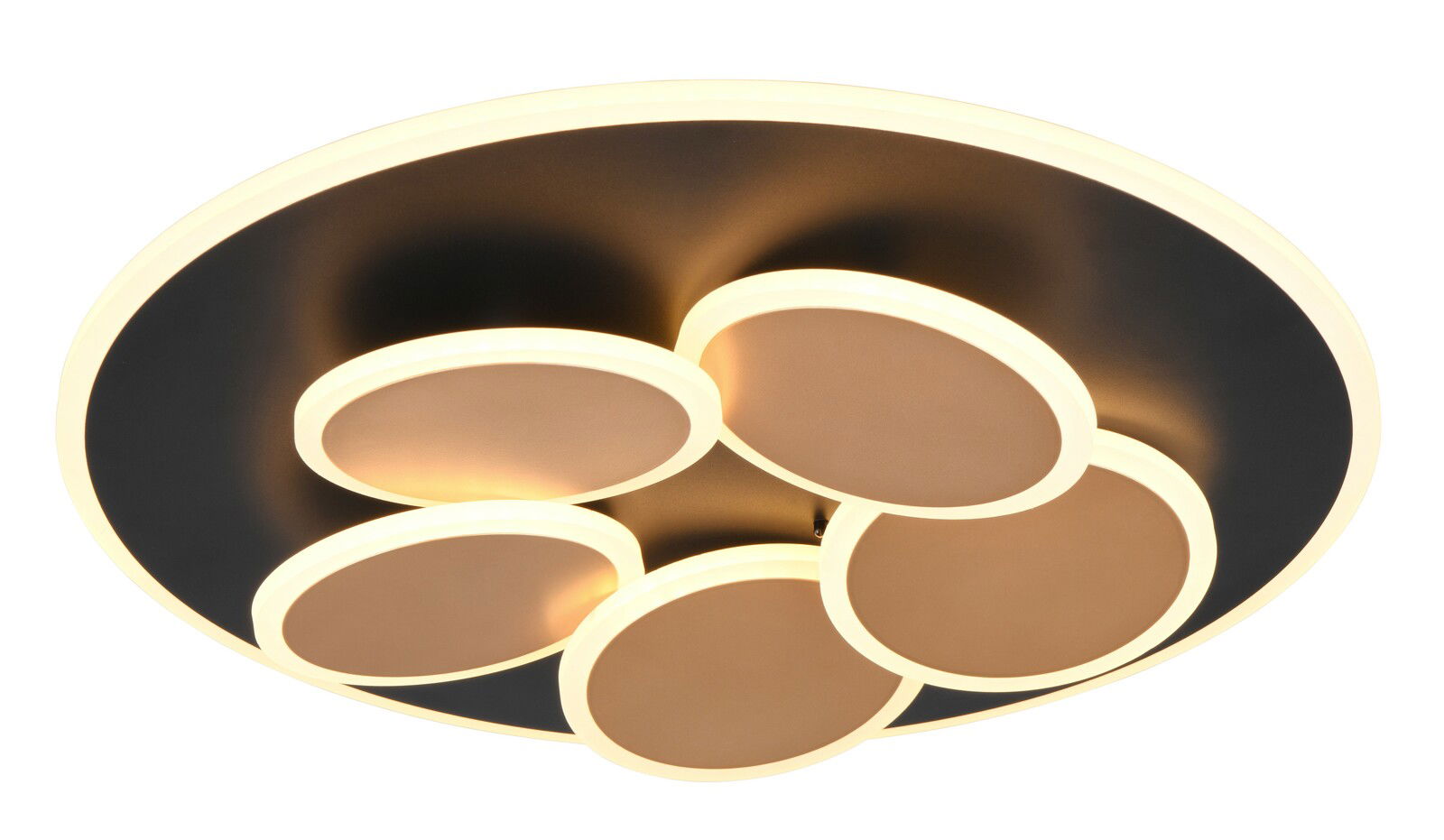 Moderne Deckenleuchte Mandala mit mehreren runden Elementen, seitliche Perspektive