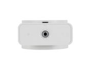 Frontansicht einer weißen Akku-Wandleuchte mit zentralem Anschluss.