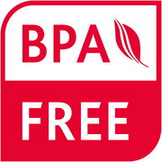 BPA-frei Logo in roter Farbe, Vorderansicht