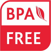 BPA-frei Logo in roter Farbe, Vorderansicht