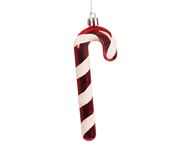 Rote und weiße Zuckerstangen-Weihnachtsdekoration, frontal betrachtet