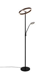 Moderne Stehleuchte Willis mit zwei leuchtenden Ringen, seitliche Perspektive