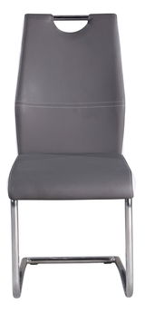 Moderner Schwingstuhl in Grau mit Metallgestell, Frontalansicht