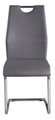 Moderner Schwingstuhl in Grau mit Metallgestell, Frontalansicht