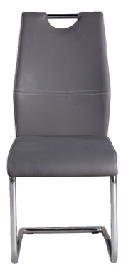 Moderner Schwingstuhl in Grau mit Metallgestell, Frontalansicht