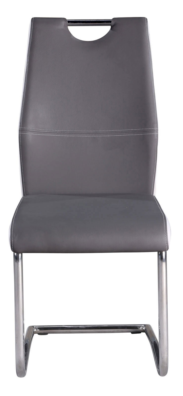 Moderner Schwingstuhl in Grau mit Metallgestell, Frontalansicht