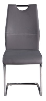 Moderner Schwingstuhl in Grau mit Metallgestell, Frontalansicht