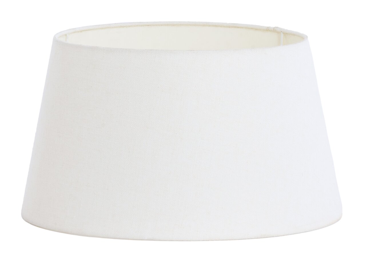 Weißer, runder Lampenschirm aus Stoff, seitliche Perspektive