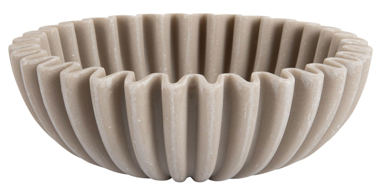 Graue, geriffelte Schale aus seitlicher Perspektive