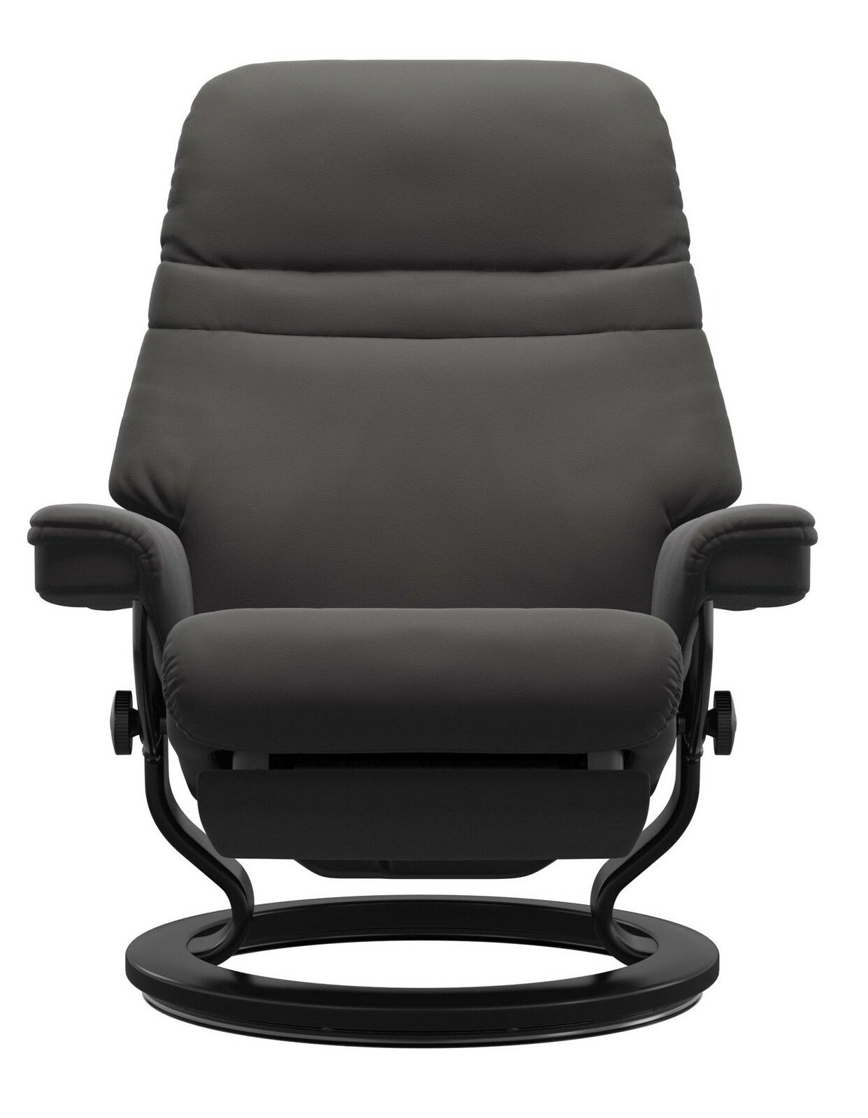 Einzelsessel in dunklem Stoff, Frontalansicht