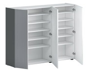 Offener XL-Schuhschrank mit mehreren Regalböden, seitliche Perspektive