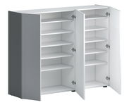 Offener XL-Schuhschrank mit mehreren Regalböden, seitliche Perspektive