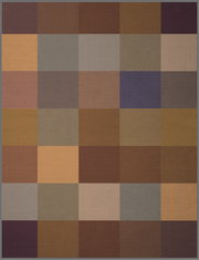 Bunte Wohndecke mit kariertem Muster in warmen Erdtönen, Draufsicht