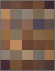 Bunte Wohndecke mit kariertem Muster in warmen Erdtönen, Draufsicht