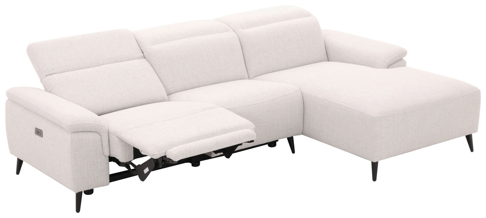 Helle Longchairkombination mit verstellbarem Fußteil, seitliche Perspektive