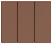 Frontansicht eines braunen Schuhschranks mit drei Türen